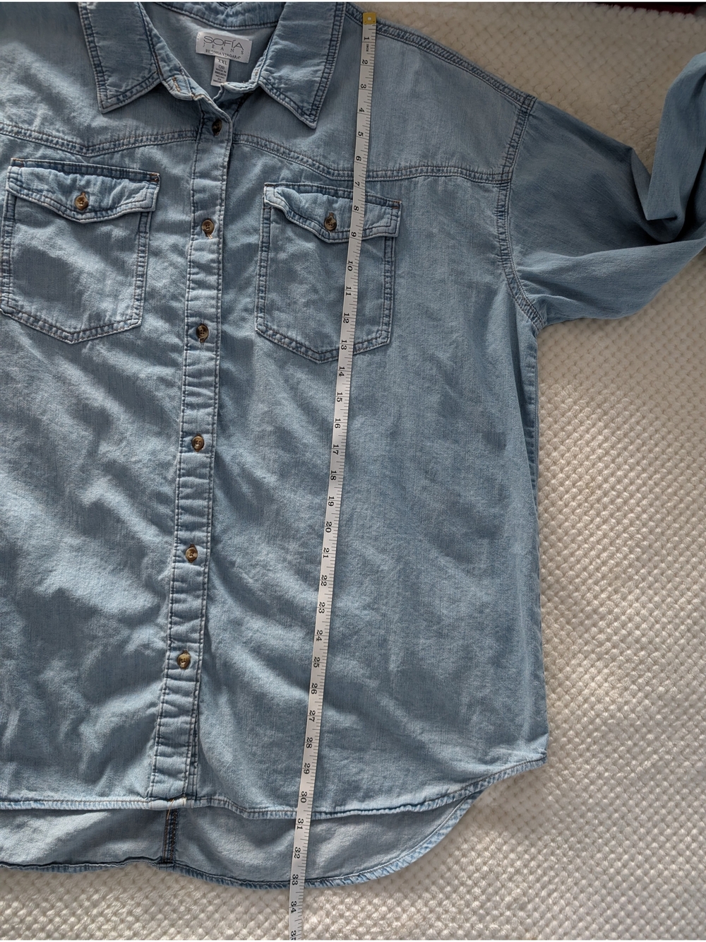 sofia by sofia vergara Light Blue Denim Button-Down Shirt - Picture 9 of 12
